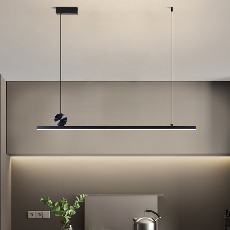 1-Light Linear Island Lighting Fixtures Black Modern Style Aluminum Hanging Lamps