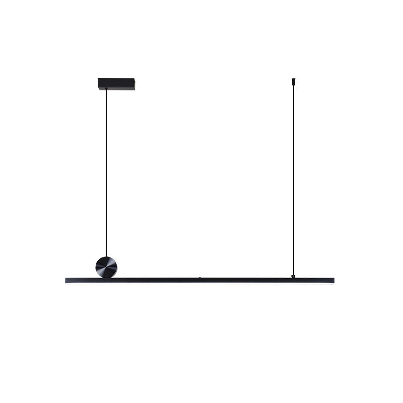 1-Light Linear Island Lighting Fixtures Black Modern Style Aluminum Hanging Lamps