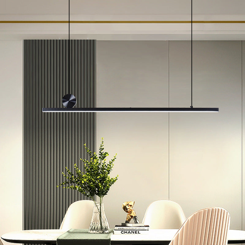 1-Light Linear Island Lighting Fixtures Black Modern Style Aluminum Hanging Lamps