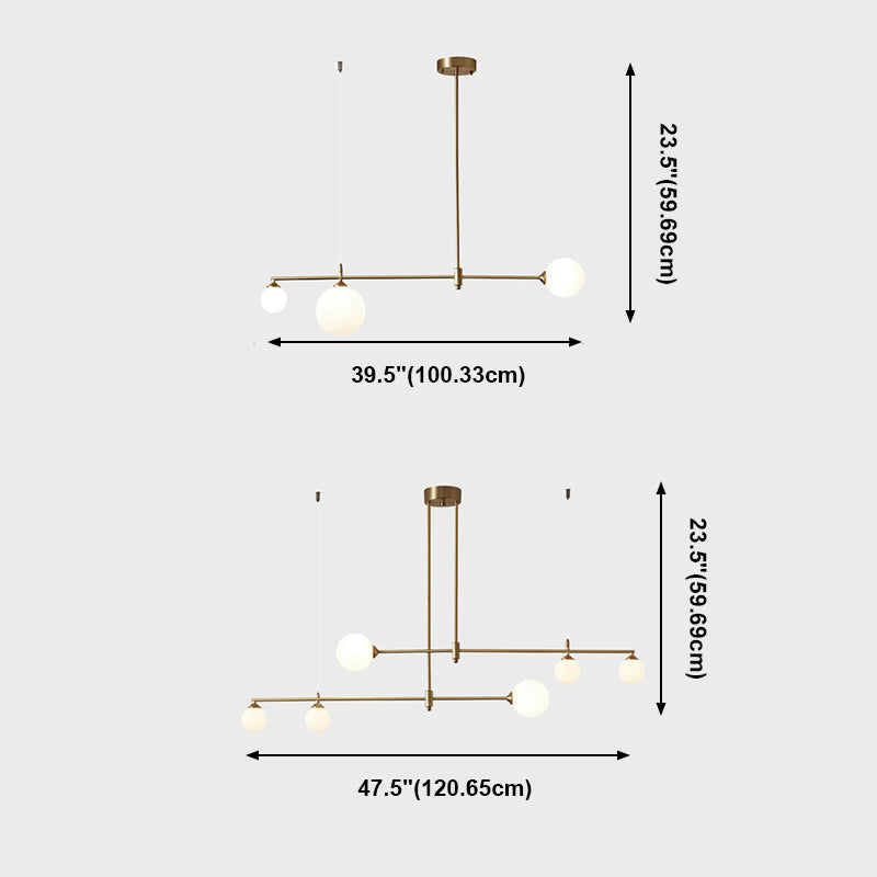 Globe Island Lighting Modern kroonluchter Glass 3 lichte eiland plafondlicht in gouden afwerking