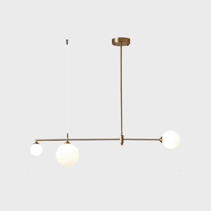 Globe Island Lighting Modern Chandelier Glass 3 Light Island Ceiling Light in Gold Finish