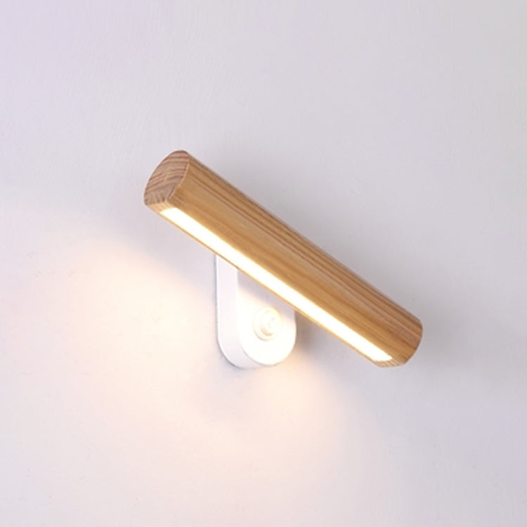 Wood Cylinder Wall Lighting Sconces Modern Style 1-Light Down Reading Lights