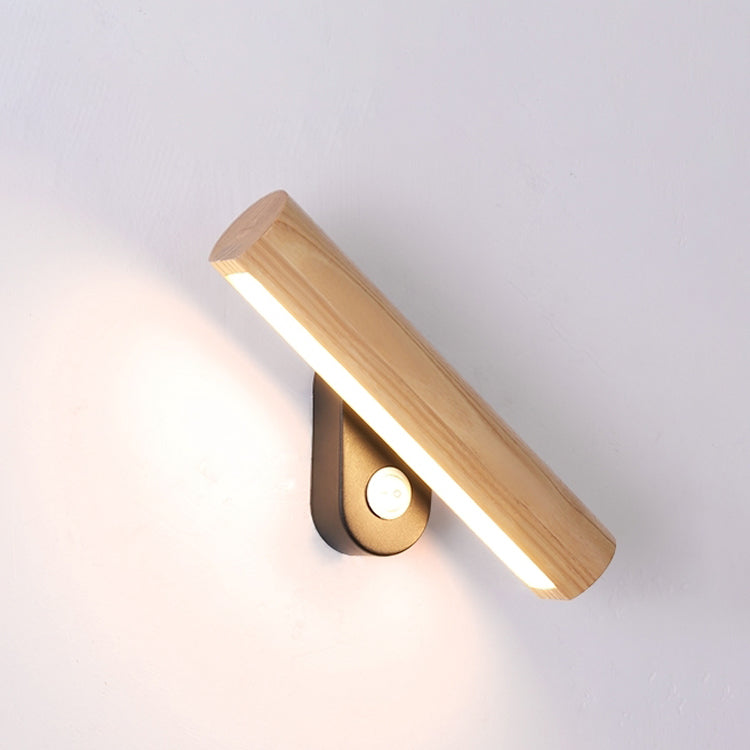 Wood Cylinder Wall Lighting Sconces Modern Style 1-Light Down Reading Lights