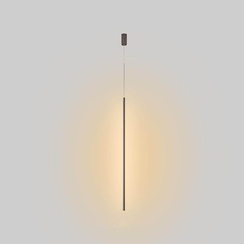 Simple Modern Style Long Line Shape Chandelier Aluminum 1 Light in Black for Living Room Bedroom