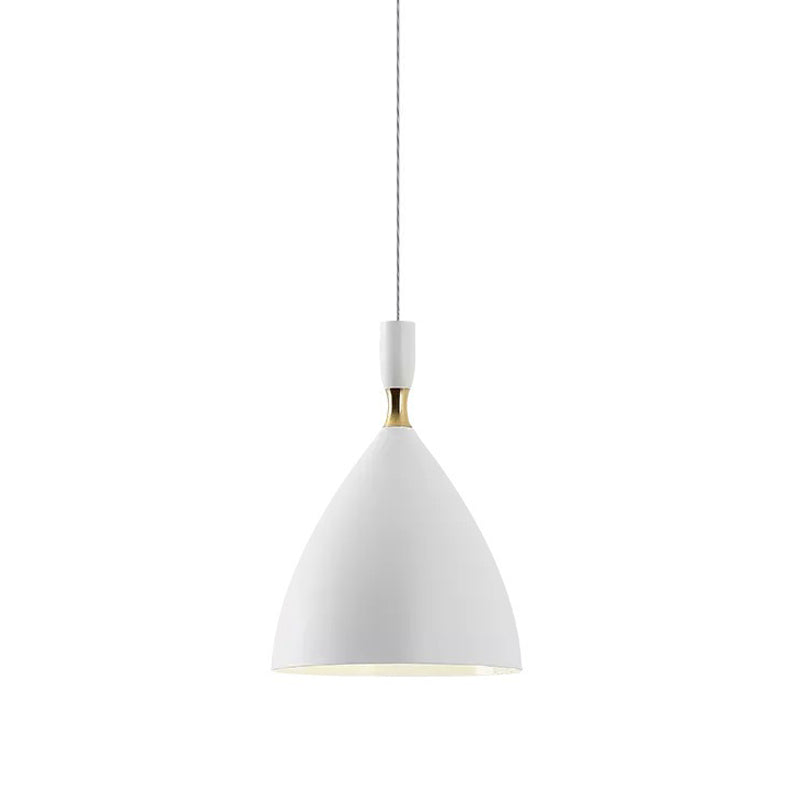 Modern Single Pendant Light Tapered Hanging Lamp with Wrought Iron Shade