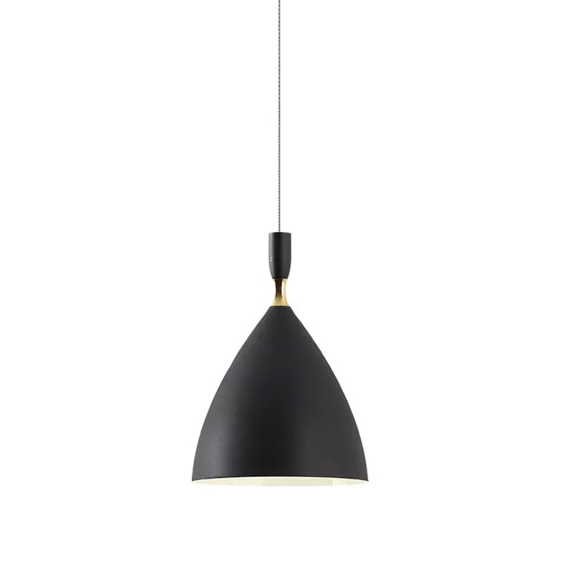 Modern Single Pendant Light Tapered Hanging Lamp with Wrought Iron Shade