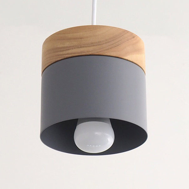 Pendre cylindroïde en bois dans la lampe suspendue à la salle à manger de style artistique moderne pour salle à manger