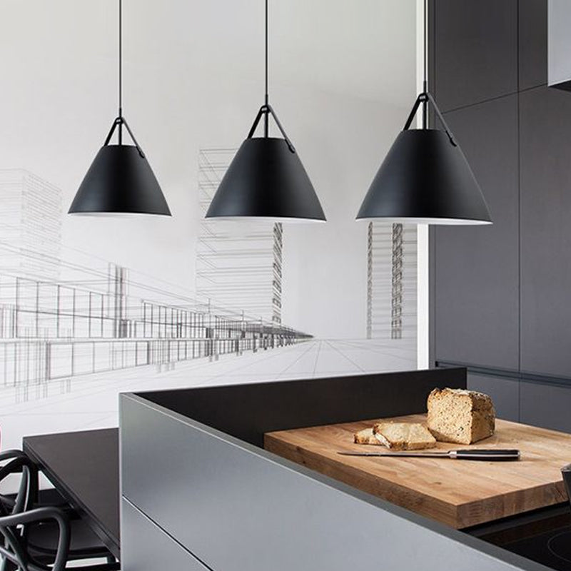 Lampada a sospensione singola creativa moderna troncata cono a sospensione macaron con tonalità in ferro battuto