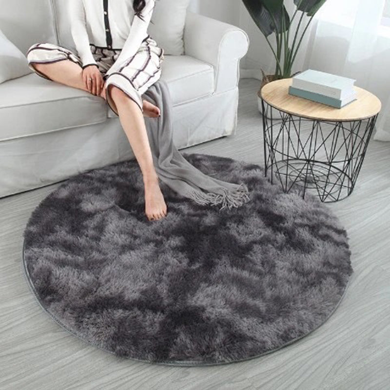 Minimalist Round Carpet Funky Tie Dye Carpet Polyester Living Room Shag Rug with Non-Slip Backing
