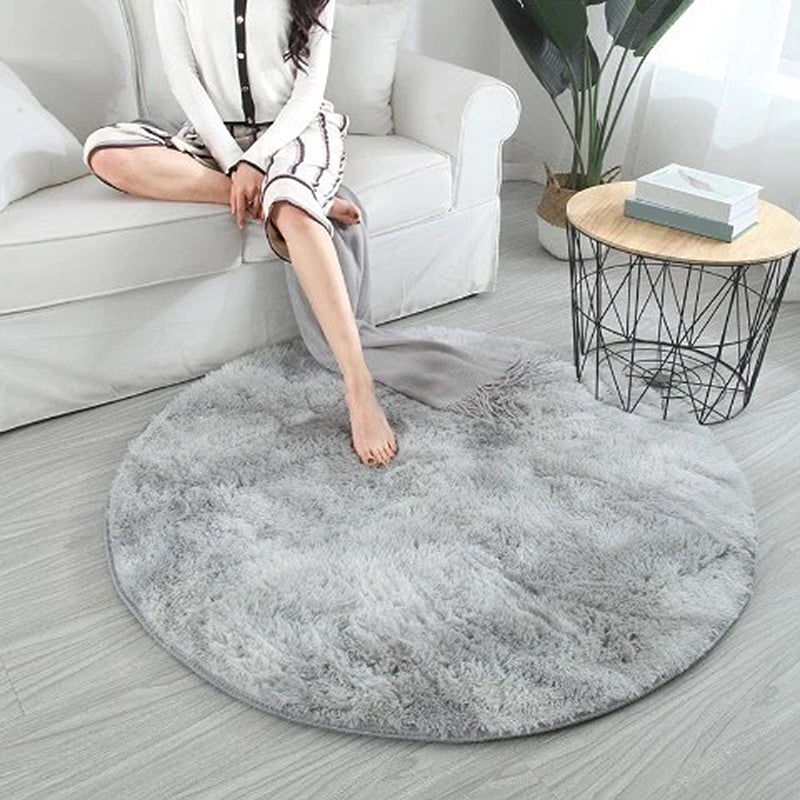 Minimalist Round Carpet Funky Tie Dye Carpet Polyester Living Room Shag Rug with Non-Slip Backing
