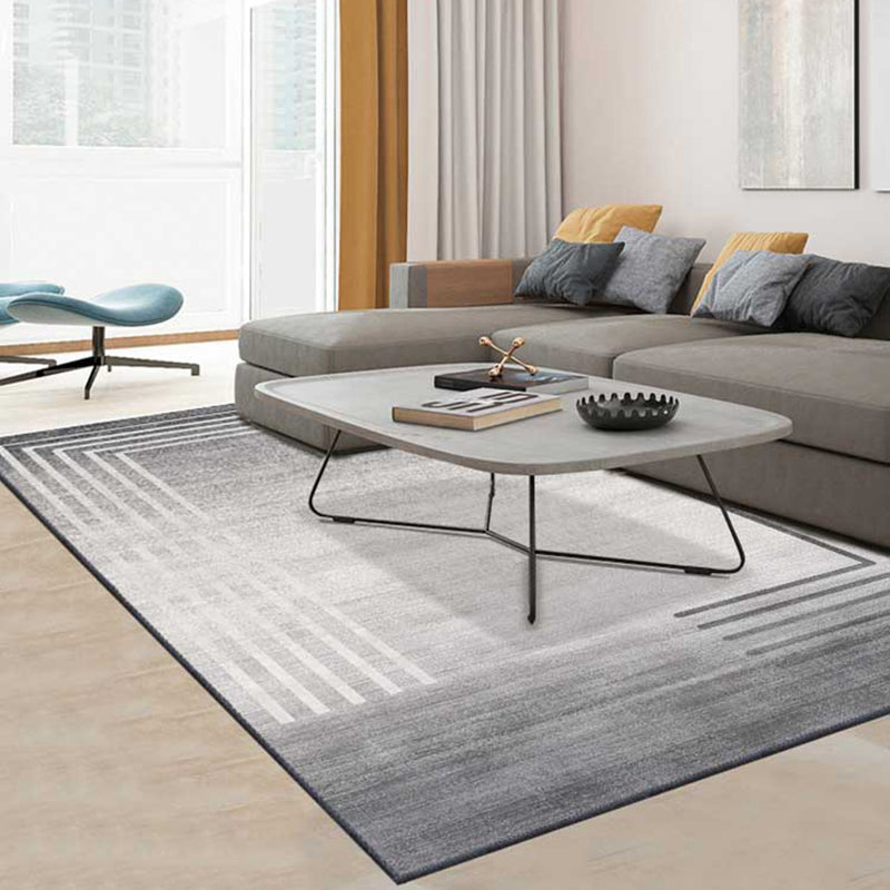 Fancy Grey Modern Area Carpet Geometric Pattern Polyester Area Rug Non-Slip Rug for Home Decor