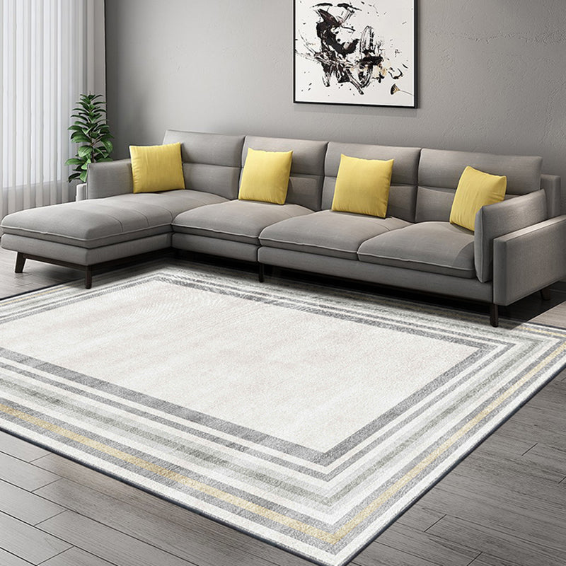 Fancy Grey Modern Area Carpet Geometric Pattern Polyester Area Rug Non-Slip Rug for Home Decor