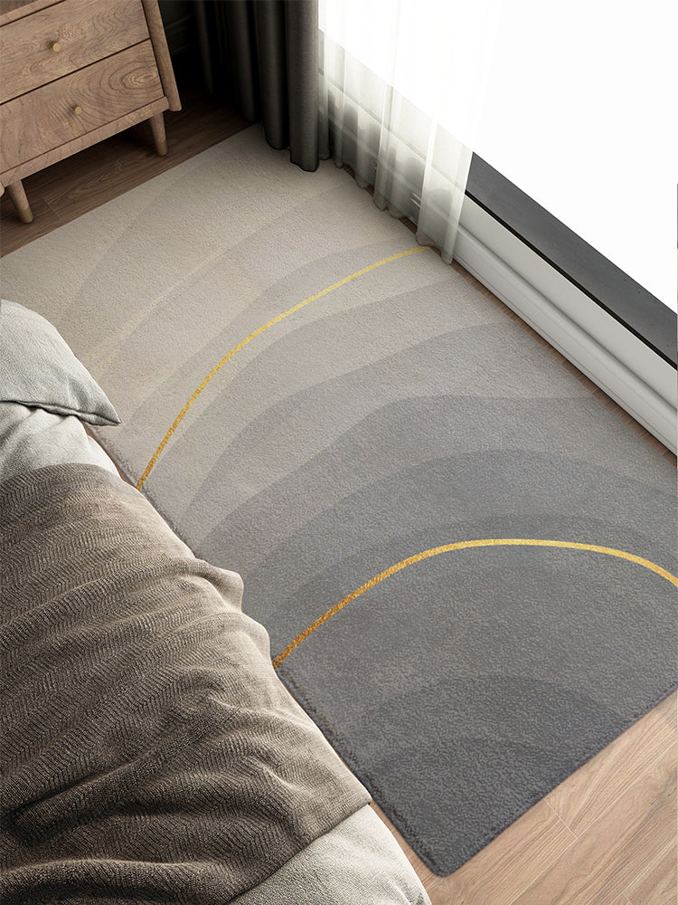 Grey Modern Carpet Geometric Pattern Polyester Area Rug Non-Slip Backing Rug for Bedroom