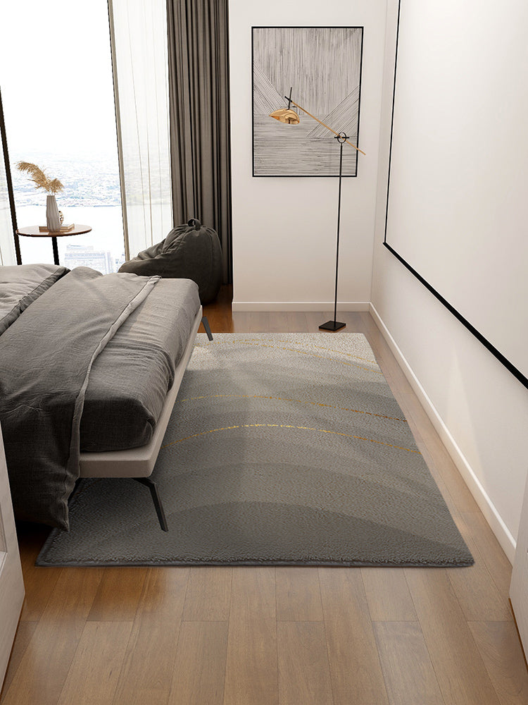 Grey Modern Carpet Geometric Pattern Polyester Area Rug Non-Slip Backing Rug for Bedroom