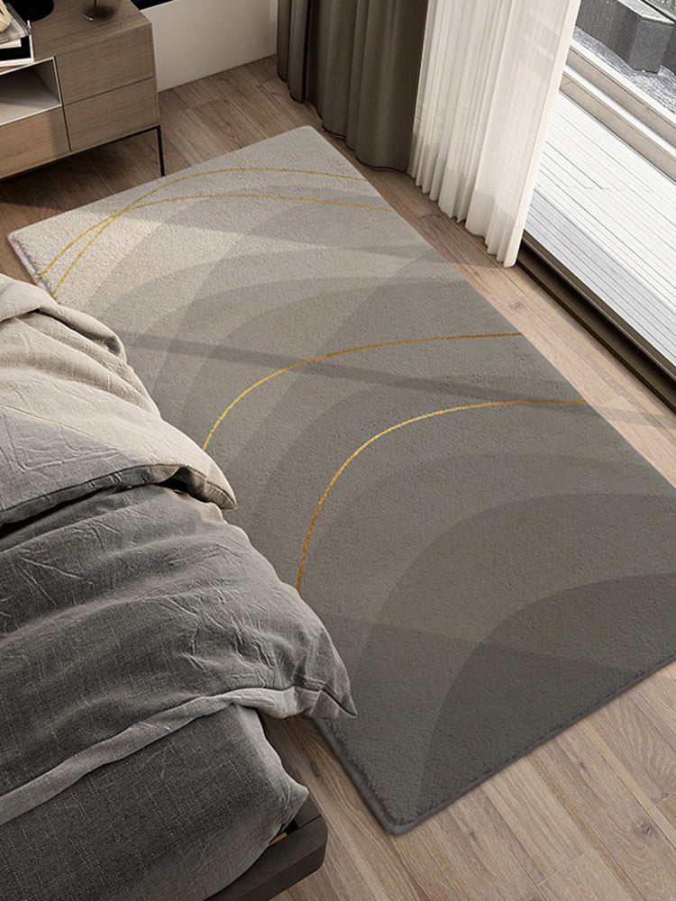 Grey Modern Carpet Geometric Pattern Polyester Area Rug Non-Slip Backing Rug for Bedroom