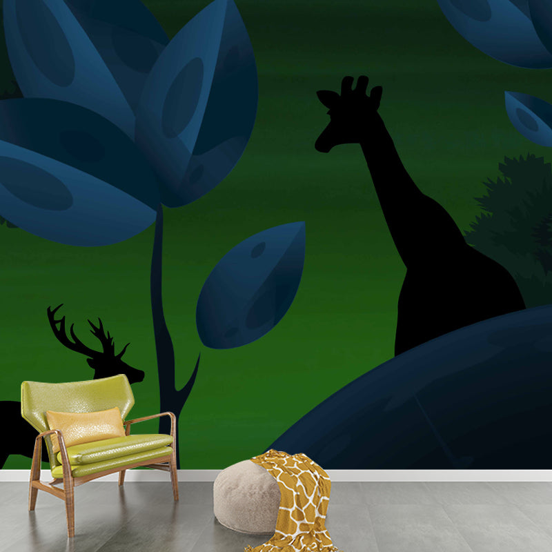 Animal Illustration Mural Decal Modern Style Washable Home Decor, Custom Size