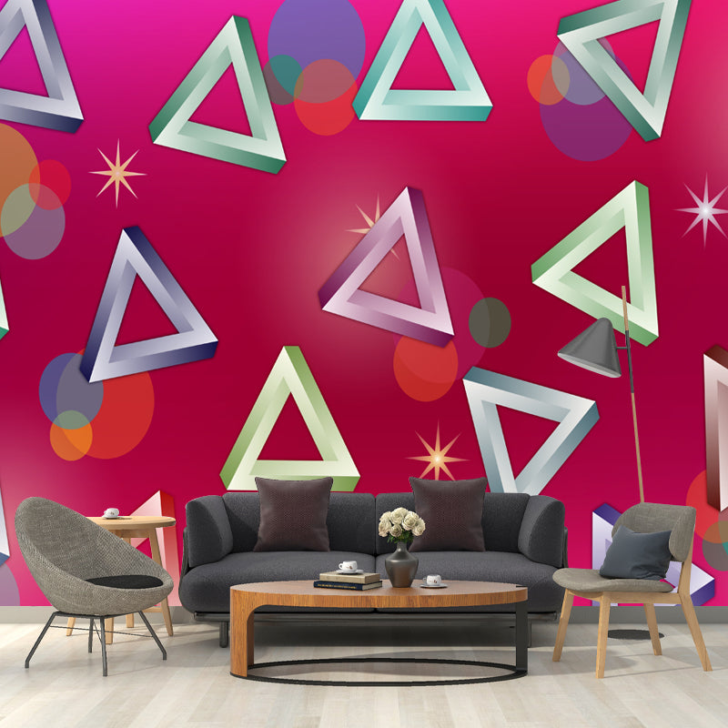 Triangle Geometry Mural Decal for Study Room Washable, Custom Size Available