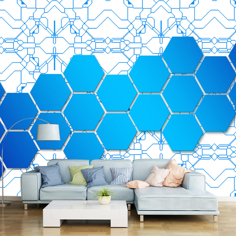Hexagon Geometry Wall Wall Covering for Living Room, Moisture Resistant