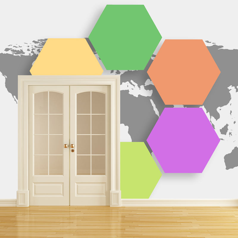 Hexagon Geometry Wall Wall Covering for Living Room, Moisture Resistant