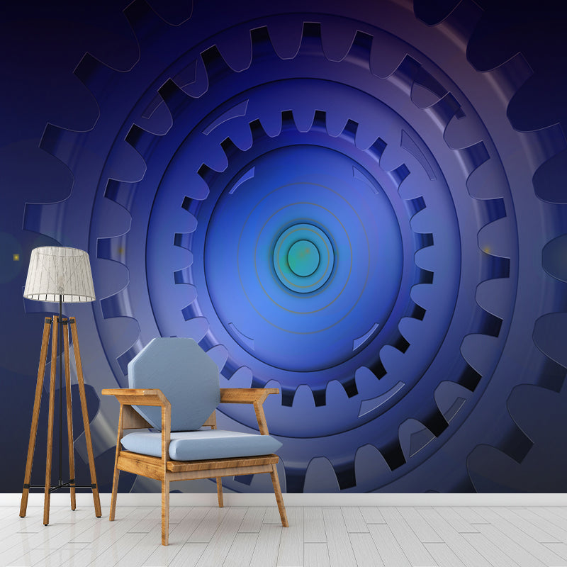 Industrial Metal Gears Mural Wallpaper for Sitting Room, Personalized Size Available