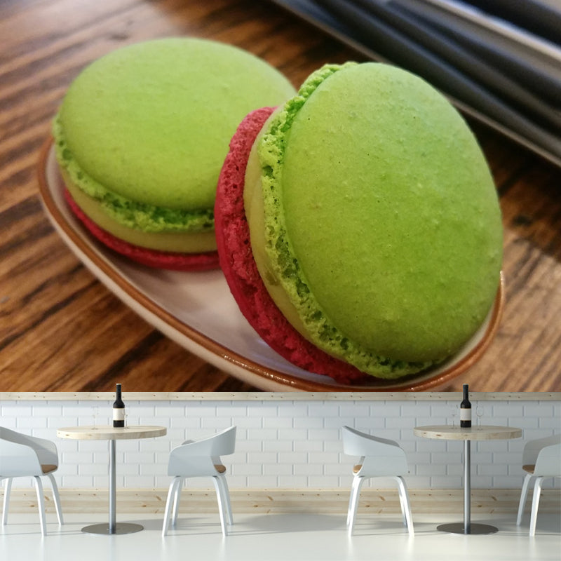 Matcha-flavored Dessert Murals Wallpaper for Dessert Shop, Stain Resistant
