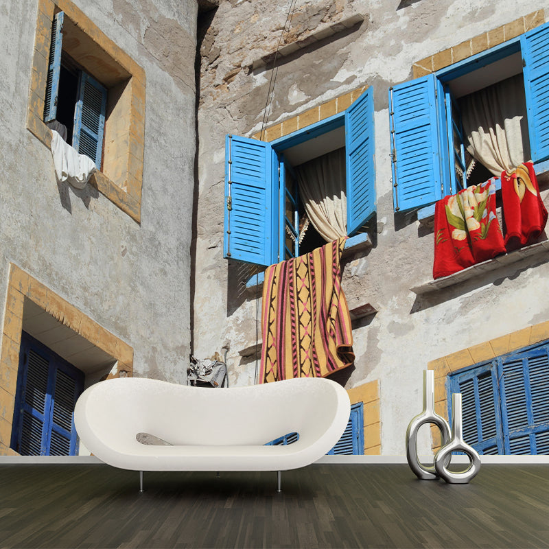 Customized Buildings Photography Wall Mural Mildew Resistant for Living Room