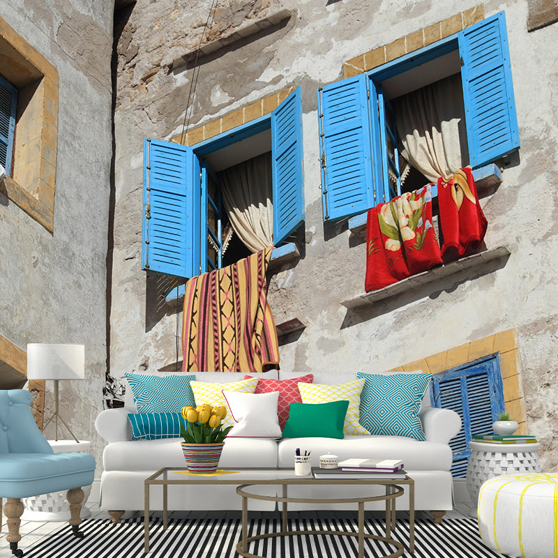 Customized Buildings Photography Wall Mural Mildew Resistant for Living Room