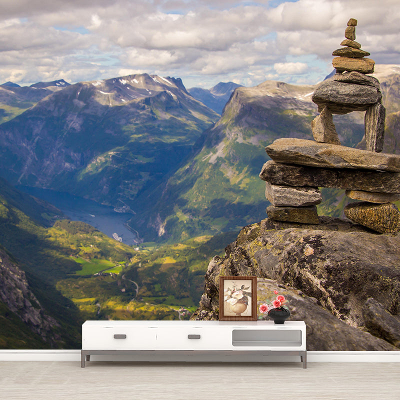 Mountain Landscapes Mural Contemporary Style Mildew Resistant Wall Covering