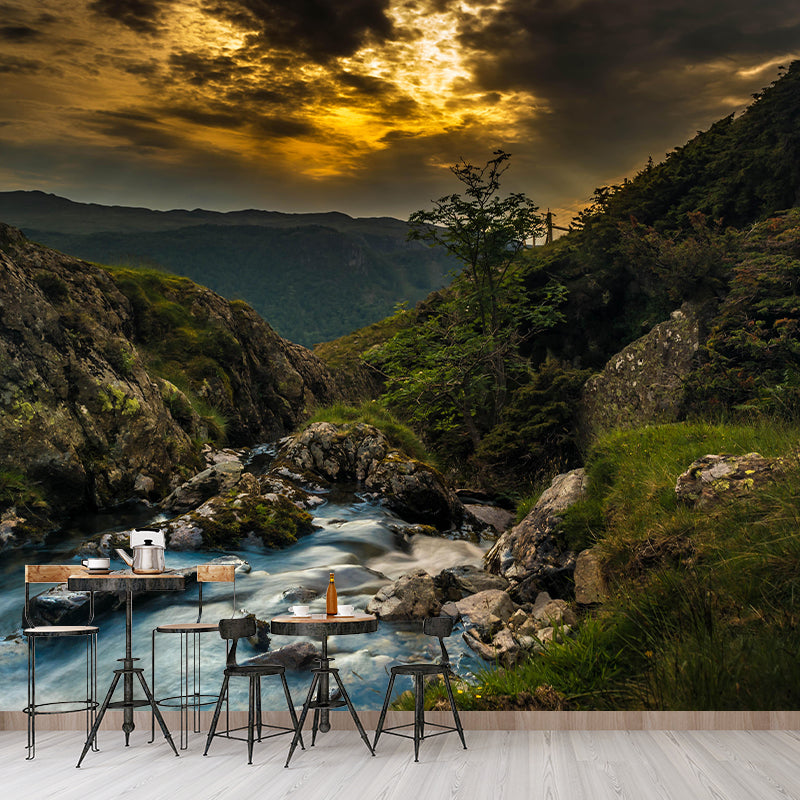 Mountain Scenery Wall Mural Modernism Style Wall Decoration for Living Room