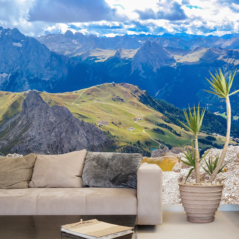 Mountain Landscapes Mural Contemporary Mildew Resistant Wall Covering for Living Room