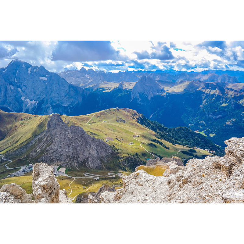 Mountain Landscapes Mural Contemporary Mildew Resistant Wall Covering for Living Room