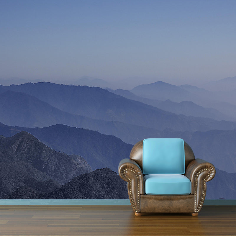 Mountain Landscapes Mural Contemporary Mildew Resistant Wall Covering for Living Room