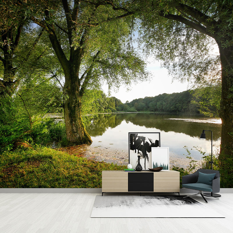 Forest Landscapes Mural Contemporary Mildew Resistant Wall Covering for Dining Room