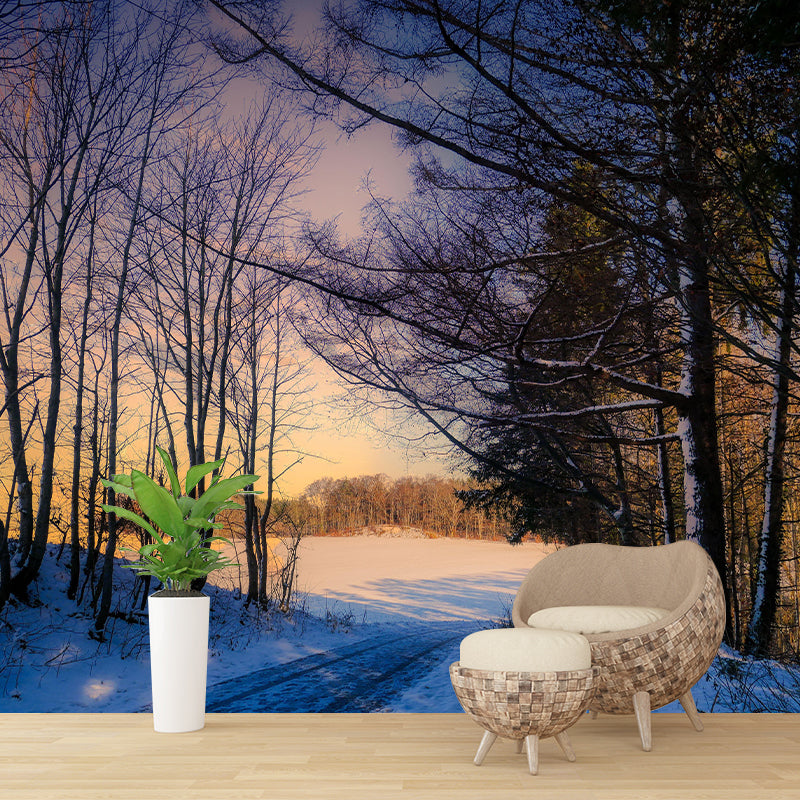 Forest Scenery Wall Mural Modernism Style Wall Decoration for Sitting Room