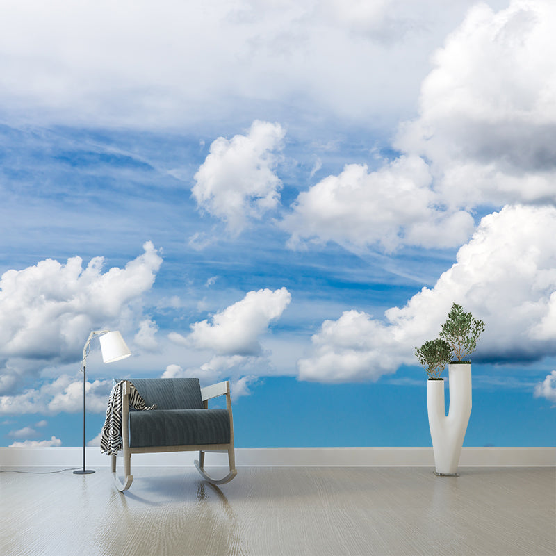 Cloudy Clear Sky Mural Wallpaper for Living Room Bathroom Home Decor, Waterproofing
