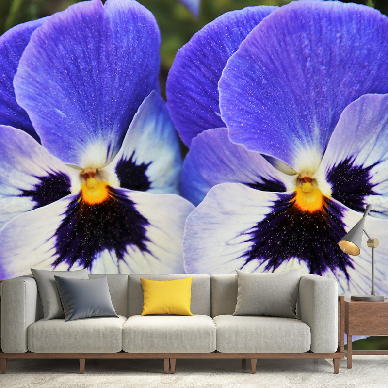 Pansy Flower Mural Wallpaper for Bedroom Wall Decor, Customized Size Available