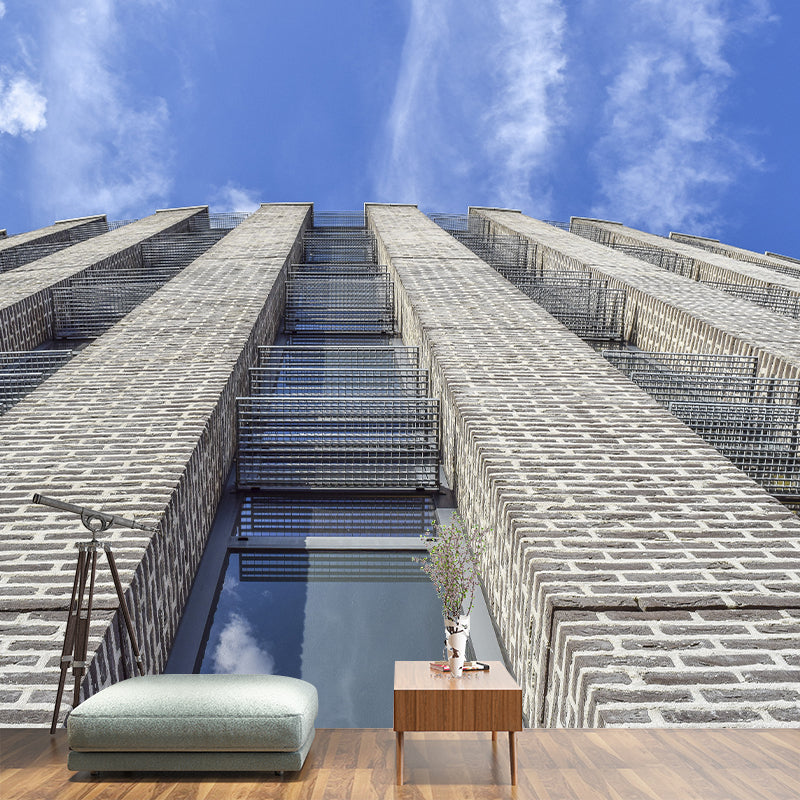 Contemporary City High-rise Water-Resistant Wall Covering for Living Room