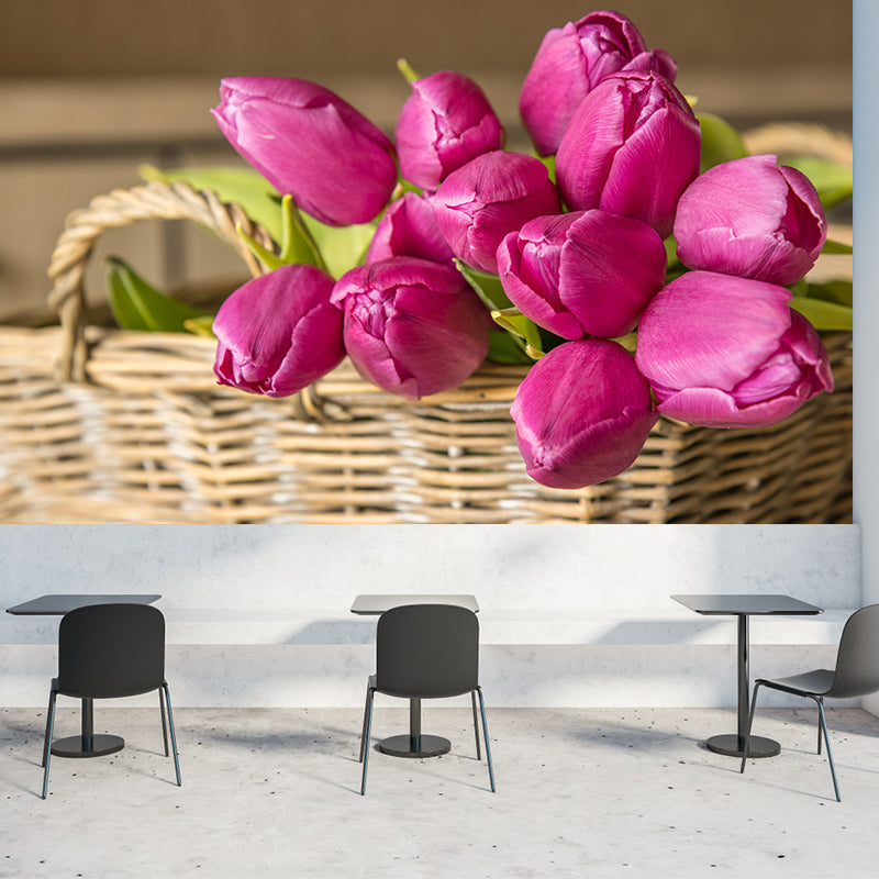 Tulip Wall Mural for Sleeping Room Gust Room, Water Resistant, Custom Size Available