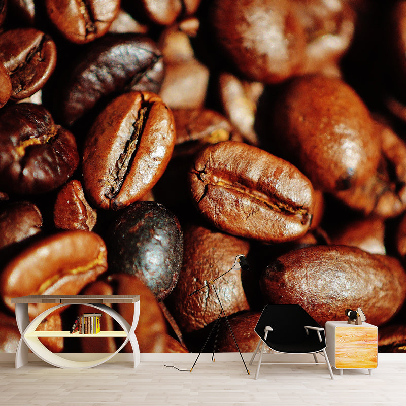 Coffee Beans Mural Wallpaper Eco-friendly for Coffee Shop Wall Covering