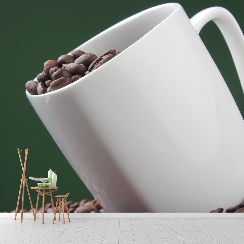Coffee Beans Mural Wallpaper Eco-friendly for Coffee Shop Wall Covering