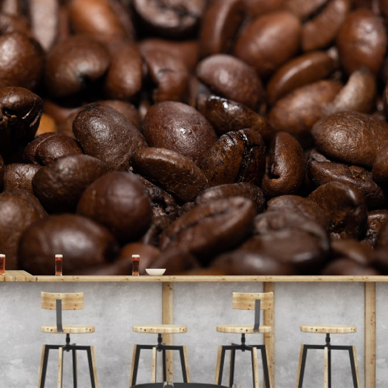 Coffee Beans Mural Wallpaper for Restaurant Decorative Stain Resistant