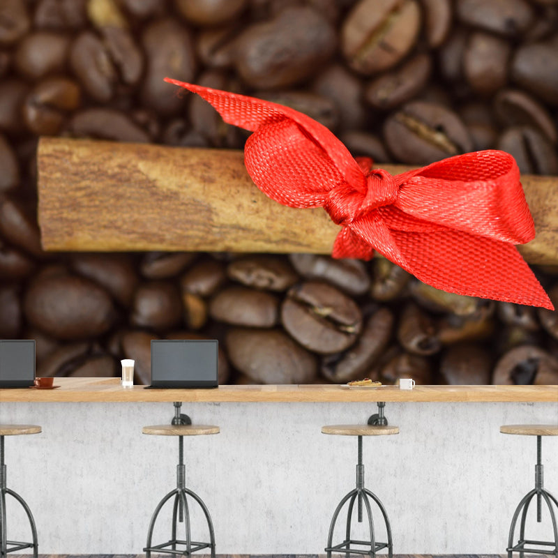 Coffee Beans Mural Wallpaper for Restaurant Decorative Stain Resistant