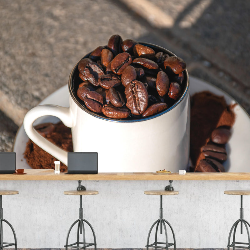 Contemporary Coffee Beans Mural Environment Friendly Coffee Shop Wall Decoration