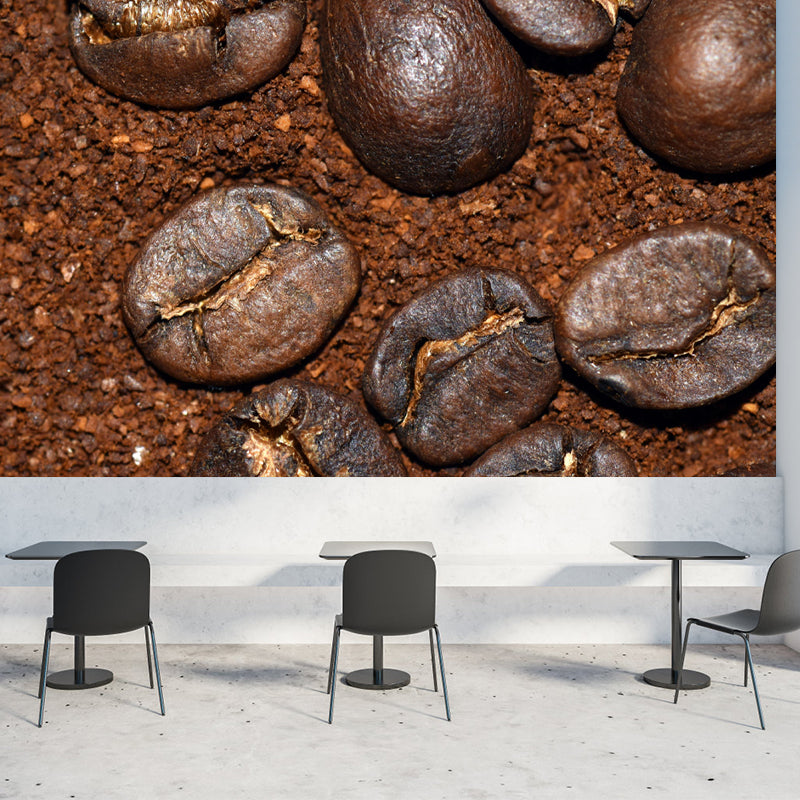 Photography Coffee Beans Mural Soft Color Mildew Resistant Wallpaper for Decoration