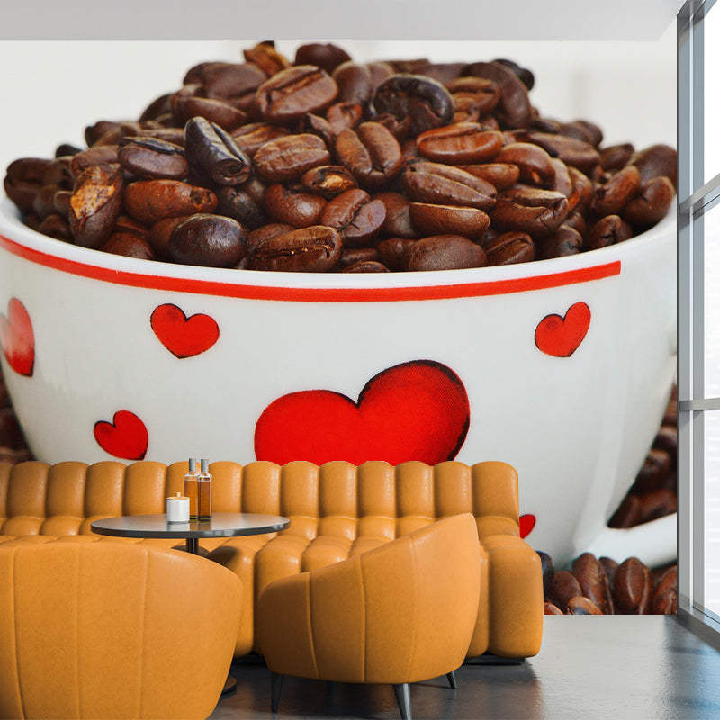 Photography Coffee Beans Mural Soft Color Mildew Resistant Wallpaper for Decoration