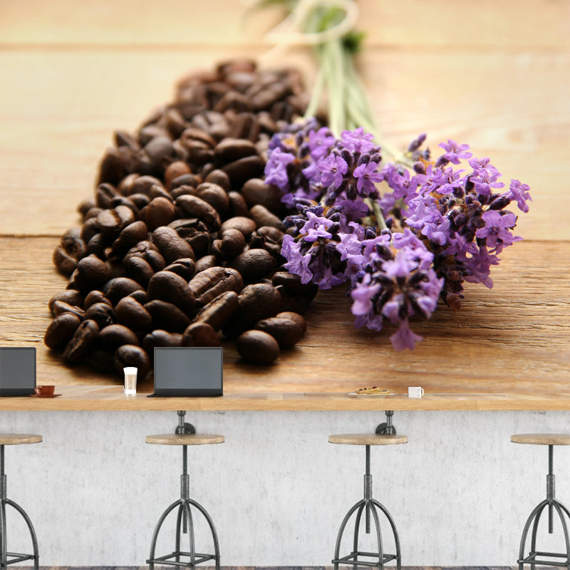 Coffee Beans Mural Wallpaper Environment Friendly for Coffee Shop Wall Covering