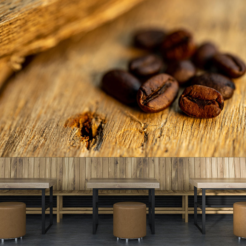 Papier peint mural en grains de café, couleur douce, résistant à la moisissure, pour la décoration