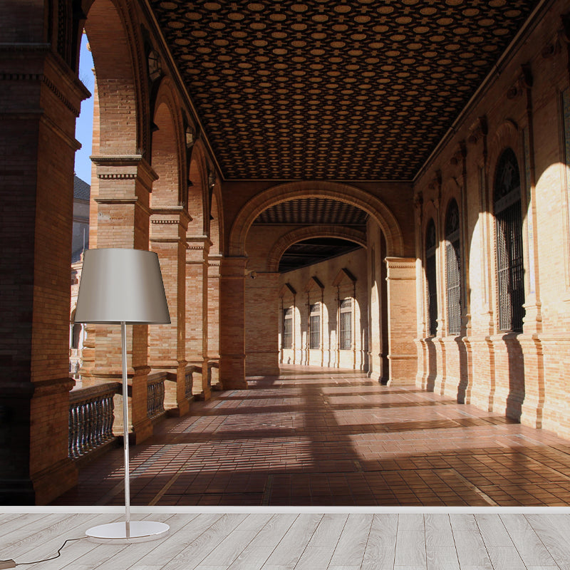 Soft Color 3D Art Illusion Mural Wallpaper Moisture Resistant for Reading Room