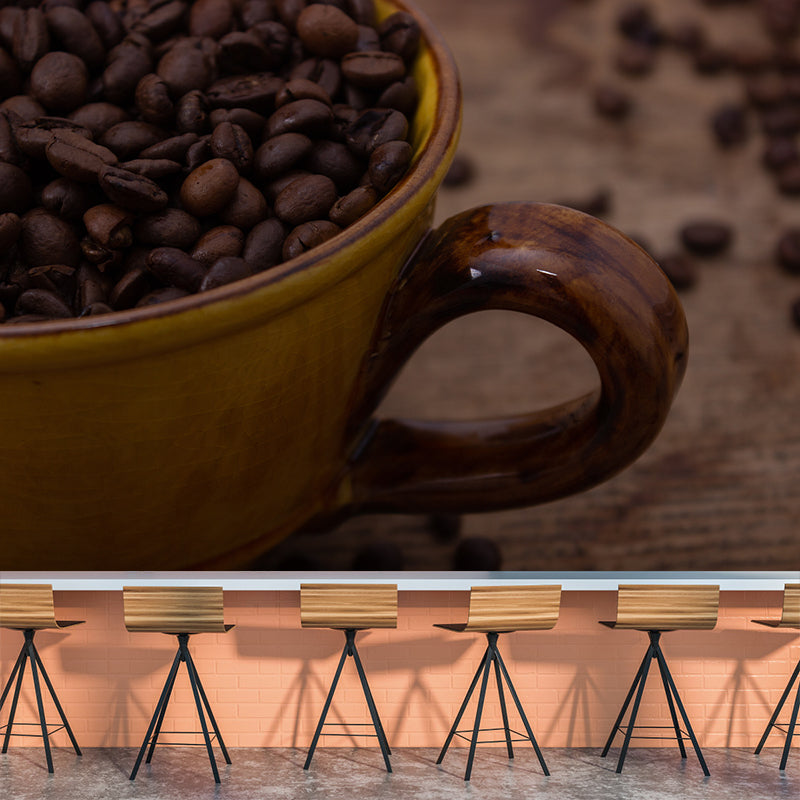 Coffee Beans Commercial Use Mural Wallpaper Stain Resistant Wall Decor for Coffee Shop