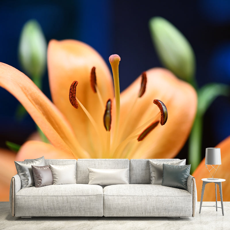 Beautiful Lilies Mural Wallpaper Minimalist Wall Art, Customized Size Available